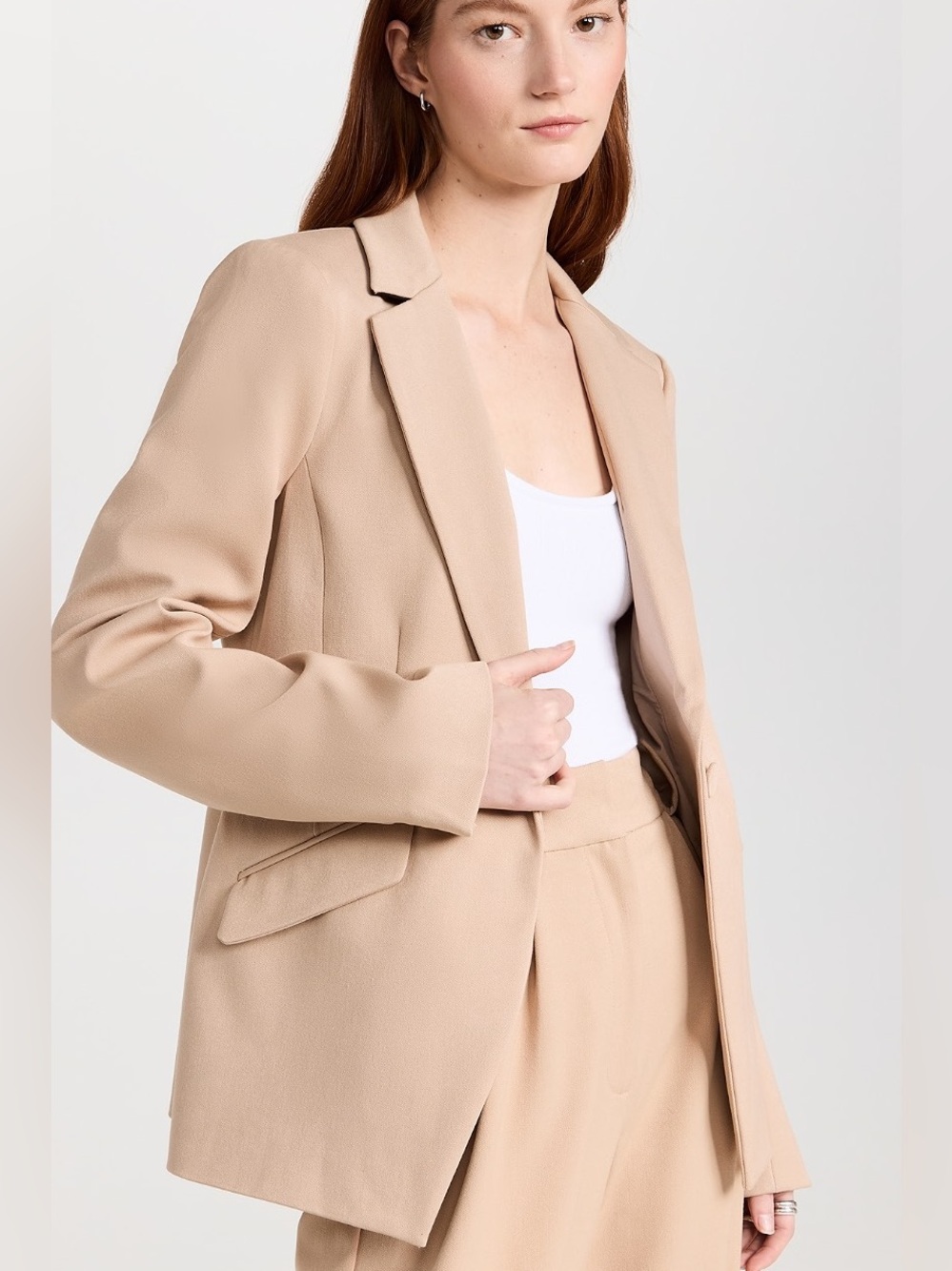 NWT Favorite Daughter The Favorite Blazer XS Beige Tan One Button Tailored